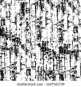 Grunge overlay layer. Abstract black and white vector background. Monochrome vintage surface with dirty pattern in cracks, spots, dots. Old painted wall in dark horror style design