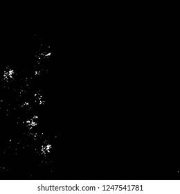 Grunge overlay layer. Abstract black and white vector background. Monochrome vintage surface with dirty pattern in cracks, spots, dots. Old painted wall in dark horror style design