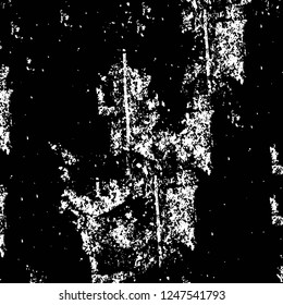 Grunge overlay layer. Abstract black and white vector background. Monochrome vintage surface with dirty pattern in cracks, spots, dots. Old painted wall in dark horror style design