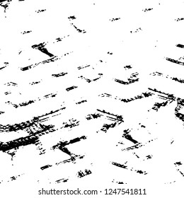 Grunge overlay layer. Abstract black and white vector background. Monochrome vintage surface with dirty pattern in cracks, spots, dots. Old painted wall in dark horror style design