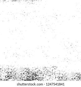 Grunge overlay layer. Abstract black and white vector background. Monochrome vintage surface with dirty pattern in cracks, spots, dots. Old painted wall in dark horror style design