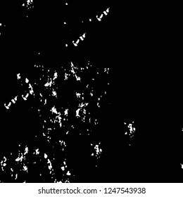 Grunge overlay layer. Abstract black and white vector background. Monochrome vintage surface with dirty pattern in cracks, spots, dots. Old painted wall in dark horror style design