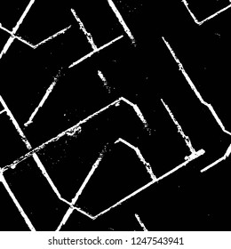 Grunge overlay layer. Abstract black and white vector background. Monochrome vintage surface with dirty pattern in cracks, spots, dots. Old painted wall in dark horror style design