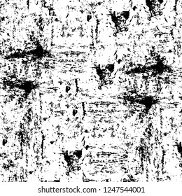 Grunge overlay layer. Abstract black and white vector background. Monochrome vintage surface with dirty pattern in cracks, spots, dots. Old painted wall in dark horror style design