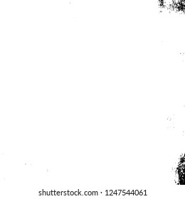 Grunge overlay layer. Abstract black and white vector background. Monochrome vintage surface with dirty pattern in cracks, spots, dots. Old painted wall in dark horror style design