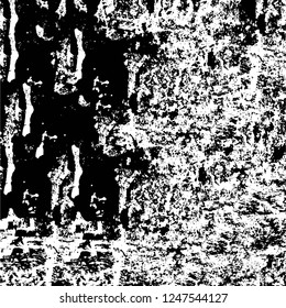 Grunge overlay layer. Abstract black and white vector background. Monochrome vintage surface with dirty pattern in cracks, spots, dots. Old painted wall in dark horror style design