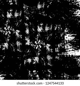 Grunge overlay layer. Abstract black and white vector background. Monochrome vintage surface with dirty pattern in cracks, spots, dots. Old painted wall in dark horror style design