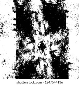 Grunge overlay layer. Abstract black and white vector background. Monochrome vintage surface with dirty pattern in cracks, spots, dots. Old painted wall in dark horror style design