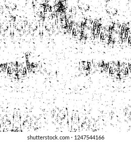 Grunge overlay layer. Abstract black and white vector background. Monochrome vintage surface with dirty pattern in cracks, spots, dots. Old painted wall in dark horror style design