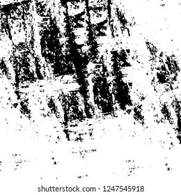 Grunge overlay layer. Abstract black and white vector background. Monochrome vintage surface with dirty pattern in cracks, spots, dots. Old painted wall in dark horror style design