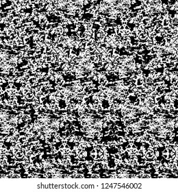 Grunge overlay layer. Abstract black and white vector background. Monochrome vintage surface with dirty pattern in cracks, spots, dots. Old painted wall in dark horror style design
