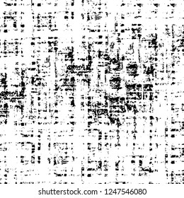 Grunge overlay layer. Abstract black and white vector background. Monochrome vintage surface with dirty pattern in cracks, spots, dots. Old painted wall in dark horror style design