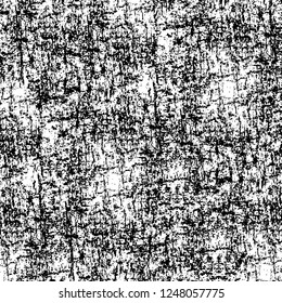 Grunge overlay layer. Abstract black and white vector background. Monochrome vintage surface with dirty pattern in cracks, spots, dots. Old painted wall in dark horror style design