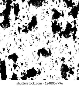 Grunge overlay layer. Abstract black and white vector background. Monochrome vintage surface with dirty pattern in cracks, spots, dots. Old painted wall in dark horror style design