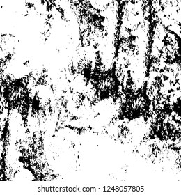 Grunge overlay layer. Abstract black and white vector background. Monochrome vintage surface with dirty pattern in cracks, spots, dots. Old painted wall in dark horror style design