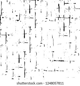 Grunge overlay layer. Abstract black and white vector background. Monochrome vintage surface with dirty pattern in cracks, spots, dots. Old painted wall in dark horror style design