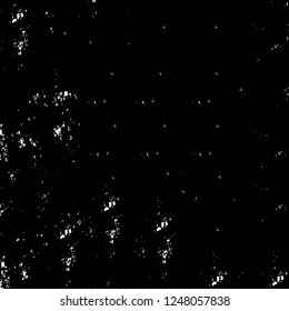 Grunge overlay layer. Abstract black and white vector background. Monochrome vintage surface with dirty pattern in cracks, spots, dots. Old painted wall in dark horror style design