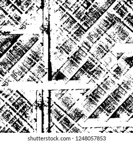 Grunge overlay layer. Abstract black and white vector background. Monochrome vintage surface with dirty pattern in cracks, spots, dots. Old painted wall in dark horror style design