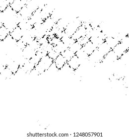 Grunge overlay layer. Abstract black and white vector background. Monochrome vintage surface with dirty pattern in cracks, spots, dots. Old painted wall in dark horror style design