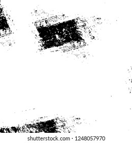 Grunge overlay layer. Abstract black and white vector background. Monochrome vintage surface with dirty pattern in cracks, spots, dots. Old painted wall in dark horror style design