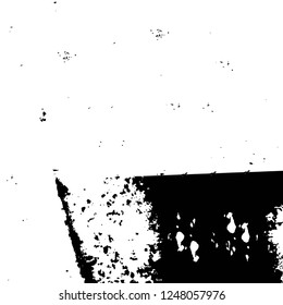 Grunge overlay layer. Abstract black and white vector background. Monochrome vintage surface with dirty pattern in cracks, spots, dots. Old painted wall in dark horror style design