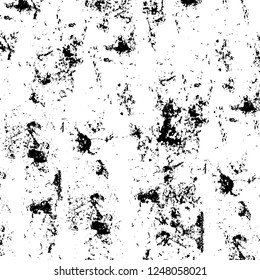 Grunge overlay layer. Abstract black and white vector background. Monochrome vintage surface with dirty pattern in cracks, spots, dots. Old painted wall in dark horror style design