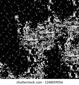 Grunge overlay layer. Abstract black and white vector background. Monochrome vintage surface with dirty pattern in cracks, spots, dots. Old painted wall in dark horror style design