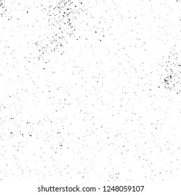 Grunge overlay layer. Abstract black and white vector background. Monochrome vintage surface with dirty pattern in cracks, spots, dots. Old painted wall in dark horror style design