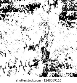 Grunge overlay layer. Abstract black and white vector background. Monochrome vintage surface with dirty pattern in cracks, spots, dots. Old painted wall in dark horror style design