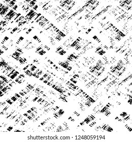 Grunge overlay layer. Abstract black and white vector background. Monochrome vintage surface with dirty pattern in cracks, spots, dots. Old painted wall in dark horror style design