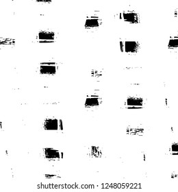 Grunge overlay layer. Abstract black and white vector background. Monochrome vintage surface with dirty pattern in cracks, spots, dots. Old painted wall in dark horror style design