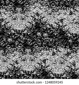 Grunge overlay layer. Abstract black and white vector background. Monochrome vintage surface with dirty pattern in cracks, spots, dots. Old painted wall in dark horror style design