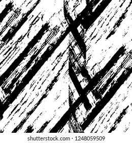 Grunge overlay layer. Abstract black and white vector background. Monochrome vintage surface with dirty pattern in cracks, spots, dots. Old painted wall in dark horror style design
