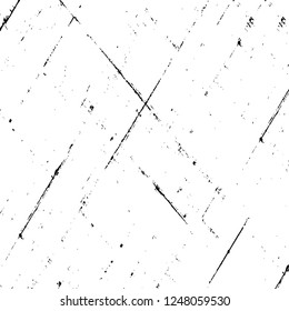 Grunge overlay layer. Abstract black and white vector background. Monochrome vintage surface with dirty pattern in cracks, spots, dots. Old painted wall in dark horror style design