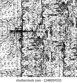 Grunge overlay layer. Abstract black and white vector background. Monochrome vintage surface with dirty pattern in cracks, spots, dots. Old painted wall in dark horror style design