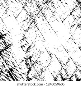 Grunge overlay layer. Abstract black and white vector background. Monochrome vintage surface with dirty pattern in cracks, spots, dots. Old painted wall in dark horror style design