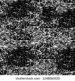 Grunge overlay layer. Abstract black and white vector background. Monochrome vintage surface with dirty pattern in cracks, spots, dots. Old painted wall in dark horror style design