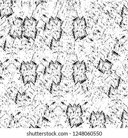 Grunge overlay layer. Abstract black and white vector background. Monochrome vintage surface with dirty pattern in cracks, spots, dots. Old painted wall in dark horror style design