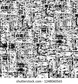 Grunge overlay layer. Abstract black and white vector background. Monochrome vintage surface with dirty pattern in cracks, spots, dots. Old painted wall in dark horror style design