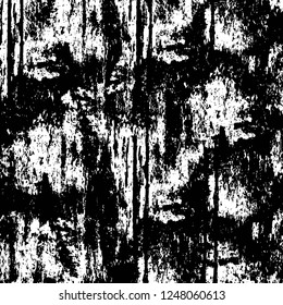Grunge overlay layer. Abstract black and white vector background. Monochrome vintage surface with dirty pattern in cracks, spots, dots. Old painted wall in dark horror style design