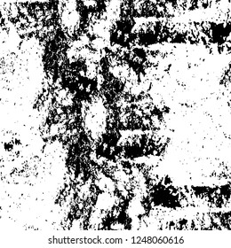 Grunge overlay layer. Abstract black and white vector background. Monochrome vintage surface with dirty pattern in cracks, spots, dots. Old painted wall in dark horror style design