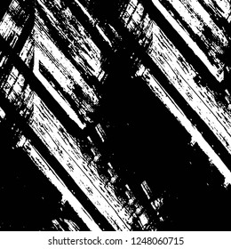 Grunge overlay layer. Abstract black and white vector background. Monochrome vintage surface with dirty pattern in cracks, spots, dots. Old painted wall in dark horror style design