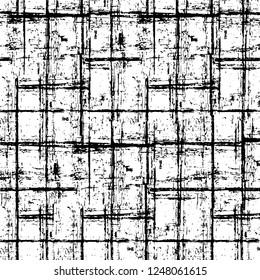 Grunge overlay layer. Abstract black and white vector background. Monochrome vintage surface with dirty pattern in cracks, spots, dots. Old painted wall in dark horror style design