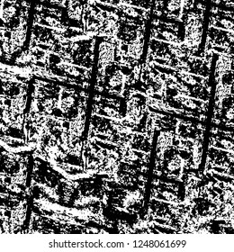 Grunge overlay layer. Abstract black and white vector background. Monochrome vintage surface with dirty pattern in cracks, spots, dots. Old painted wall in dark horror style design
