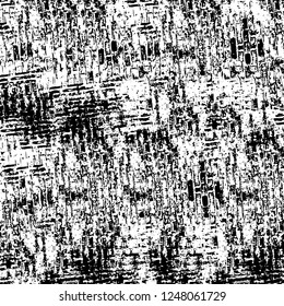 Grunge overlay layer. Abstract black and white vector background. Monochrome vintage surface with dirty pattern in cracks, spots, dots. Old painted wall in dark horror style design