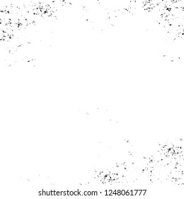 Grunge overlay layer. Abstract black and white vector background. Monochrome vintage surface with dirty pattern in cracks, spots, dots. Old painted wall in dark horror style design