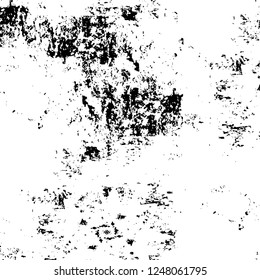 Grunge overlay layer. Abstract black and white vector background. Monochrome vintage surface with dirty pattern in cracks, spots, dots. Old painted wall in dark horror style design