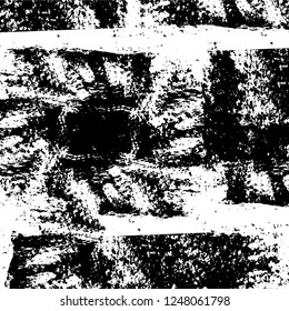 Grunge overlay layer. Abstract black and white vector background. Monochrome vintage surface with dirty pattern in cracks, spots, dots. Old painted wall in dark horror style design