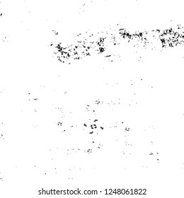 Grunge overlay layer. Abstract black and white vector background. Monochrome vintage surface with dirty pattern in cracks, spots, dots. Old painted wall in dark horror style design