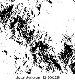 Grunge overlay layer. Abstract black and white vector background. Monochrome vintage surface with dirty pattern in cracks, spots, dots. Old painted wall in dark horror style design
